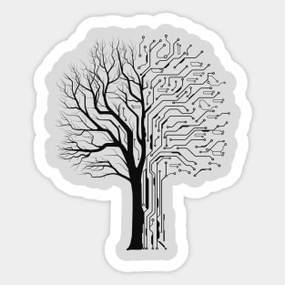 Digital tree black Sticker